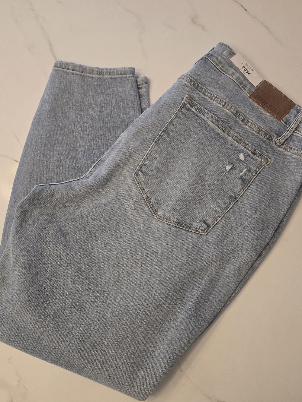 Judy Blue Skinny Jeans 20W Mid Rise Light Wash Distressed NWT Stretch Denim